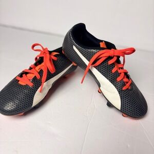 Puma Kids Soccer Cleats Grey Orange Honeycomb 104652-02 Size US 2